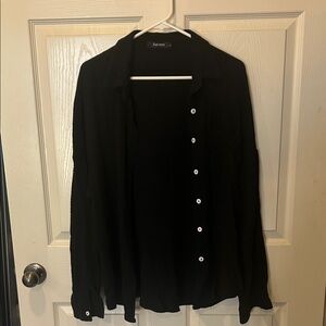 Black Button-Up Swim Coverup